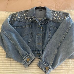Pearl Cropped Denim Jacket